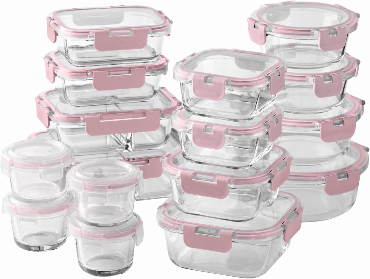 Meal Prep Glass Containers - 32-Pc Borosilicate Glass Food Container Set