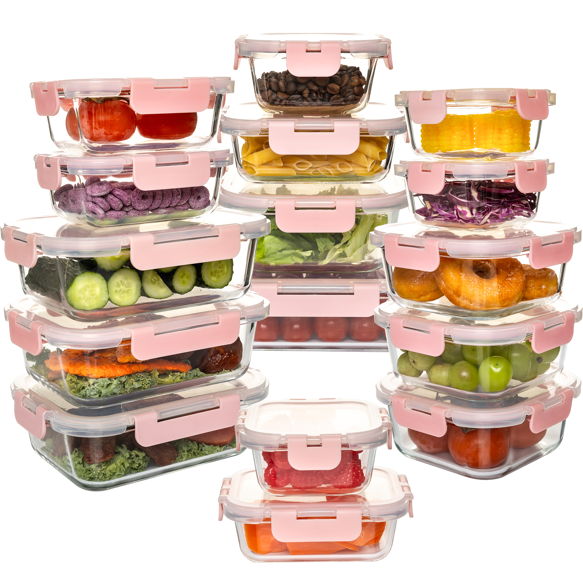 Meal Prep Glass Containers - 16-Piece Glass Food Storage Containers Set,