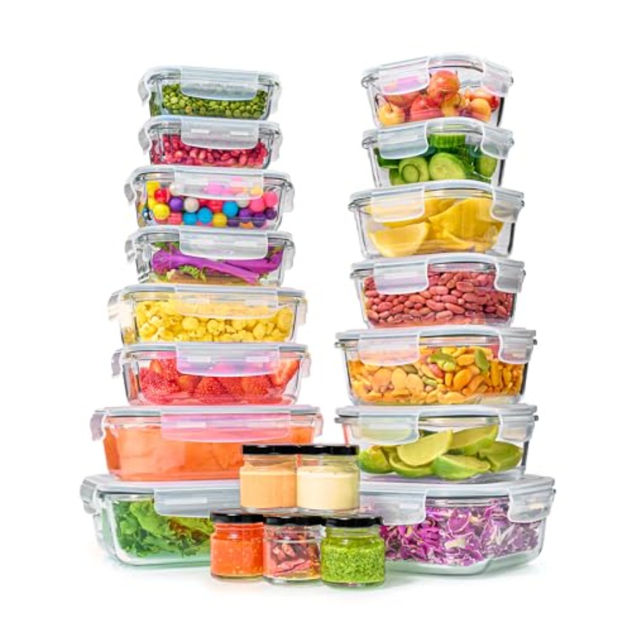 Meal Prep Glass Containers - 40pc Set Glass Food Storage Containers