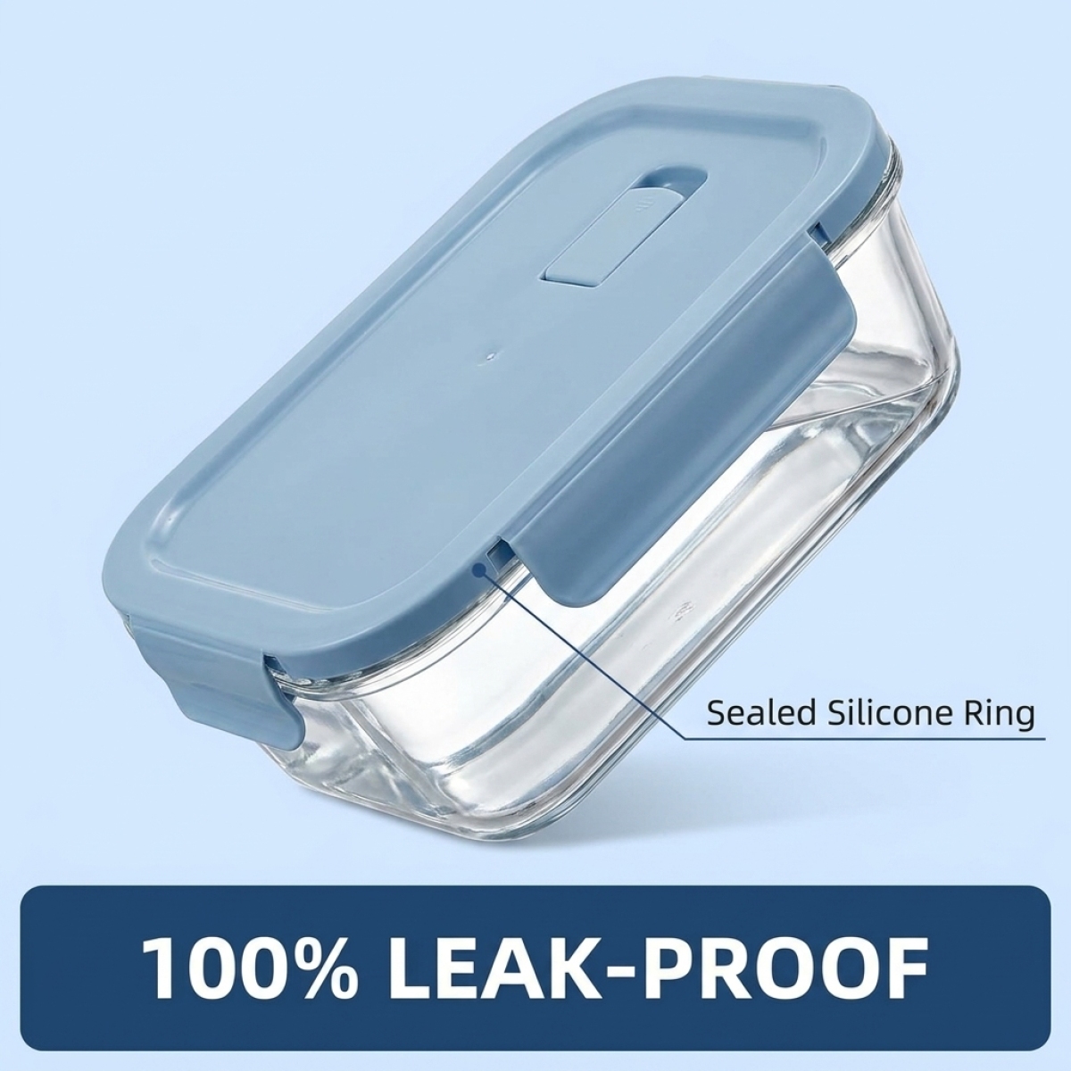 Meal Prep Glass Containers - Sky Blue Glass Food Storage Container–Premium