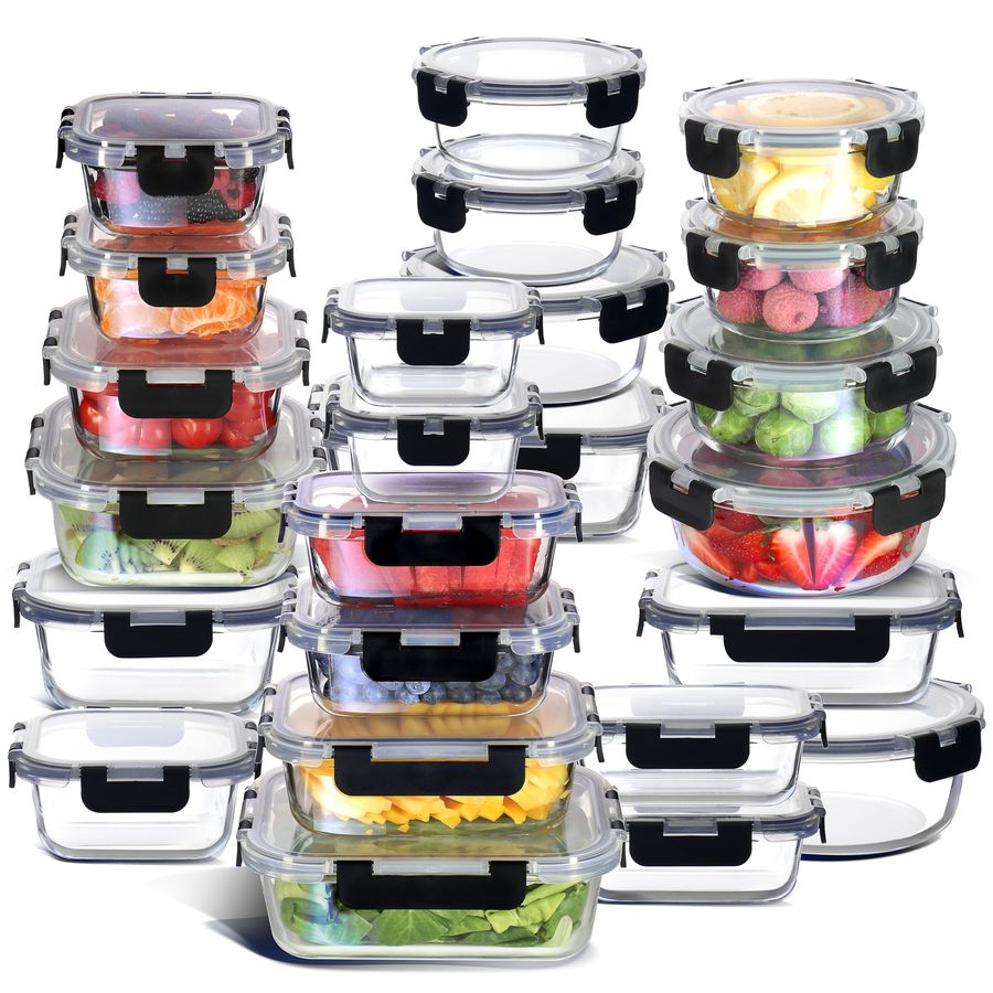 Meal Prep Glass Containers - 48pc Glass Storage Containers with Lids,