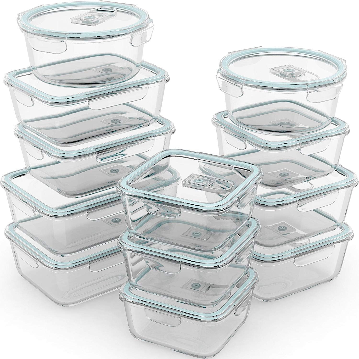 Meal Prep Glass Containers - 24 Pc Airtight Glass Food Storage