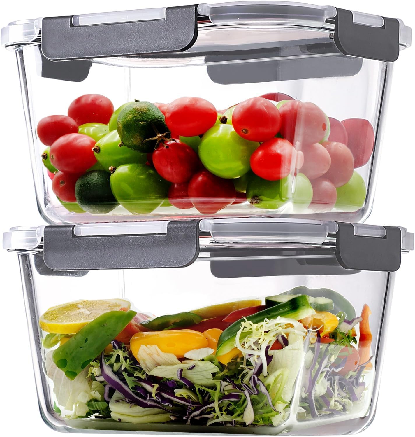 Meal Prep With Chicken - Large Glass Storage Containers with Lids