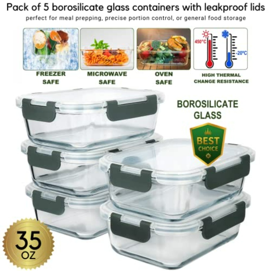 Glass Meal Prep Containers: 5  - Meal Prep Glass Containers ulasan dan harga