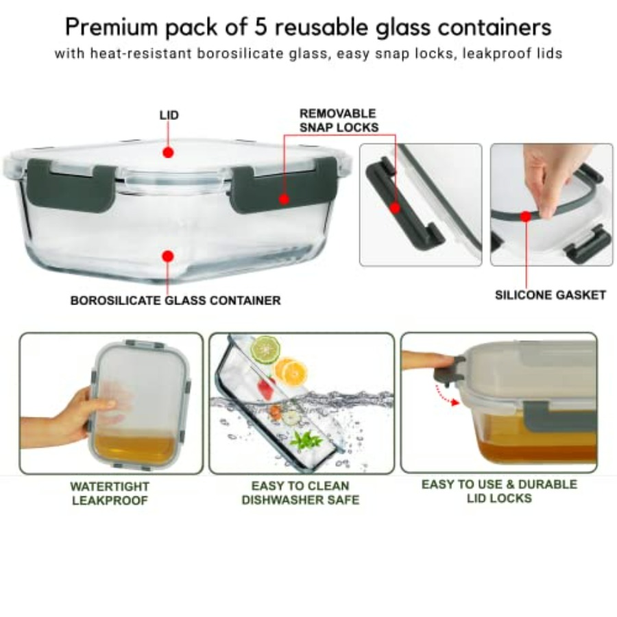 Glass Meal Prep Containers: 5  - Meal Prep Glass Containers ulasan dan harga