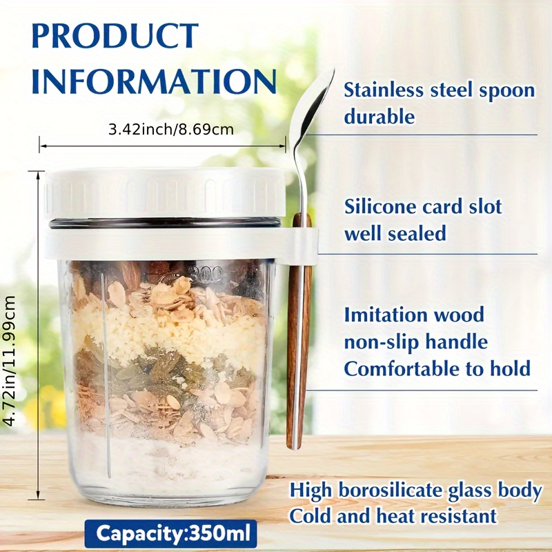 1pc/2pcs Glass Oatmeal Cup, Ov - Meal Prep Glass Containers ulasan dan harga