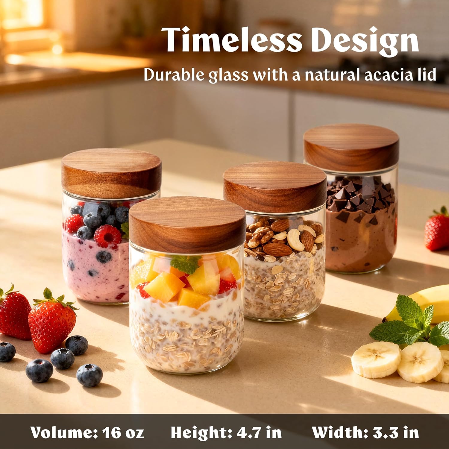 Overnight Oats Containers with - Meal Prep Glass Containers ulasan dan harga