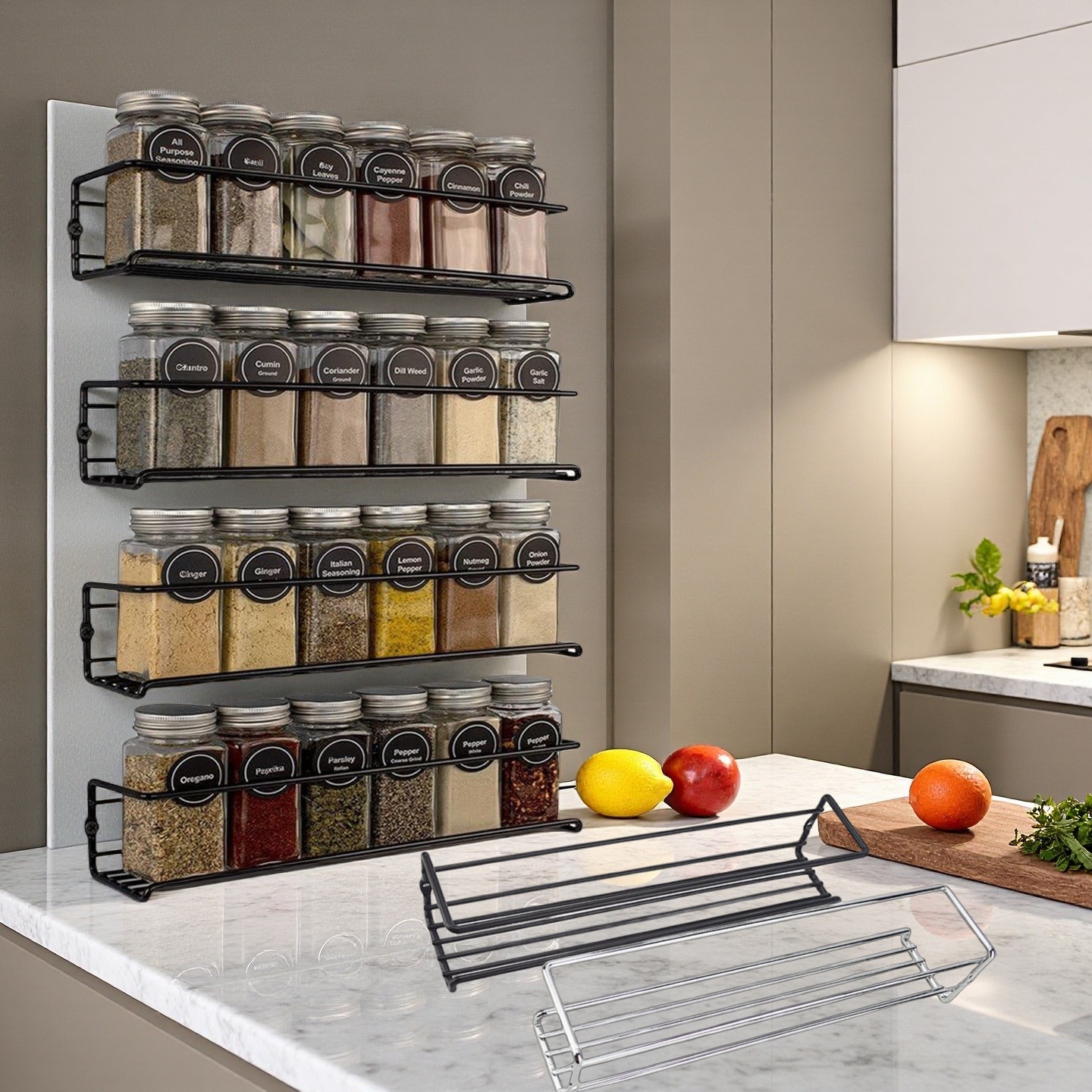 2PCS Kitchen Spice Rack Metal  - Spice Jar Labels ulasan dan harga