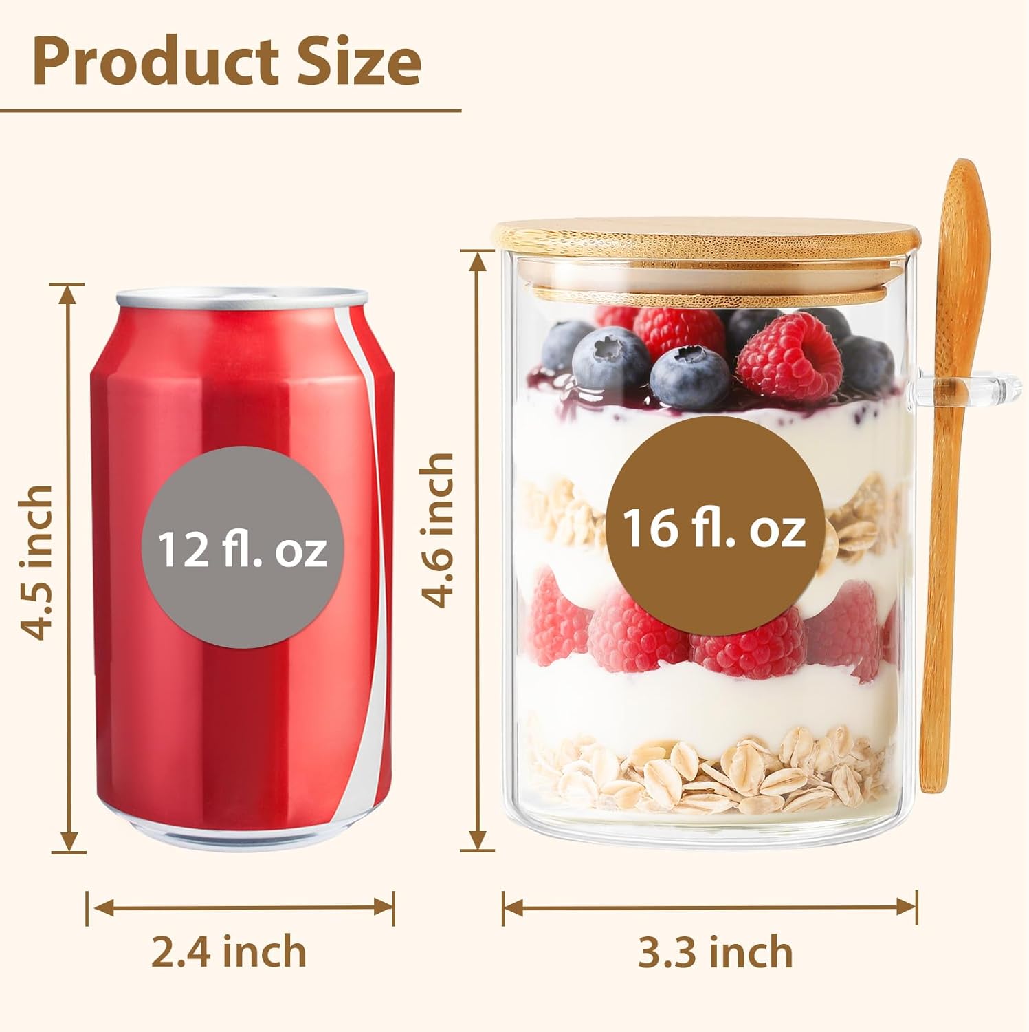 6 Pack Overnight Oats Containe - Meal Prep Glass Containers ulasan dan harga