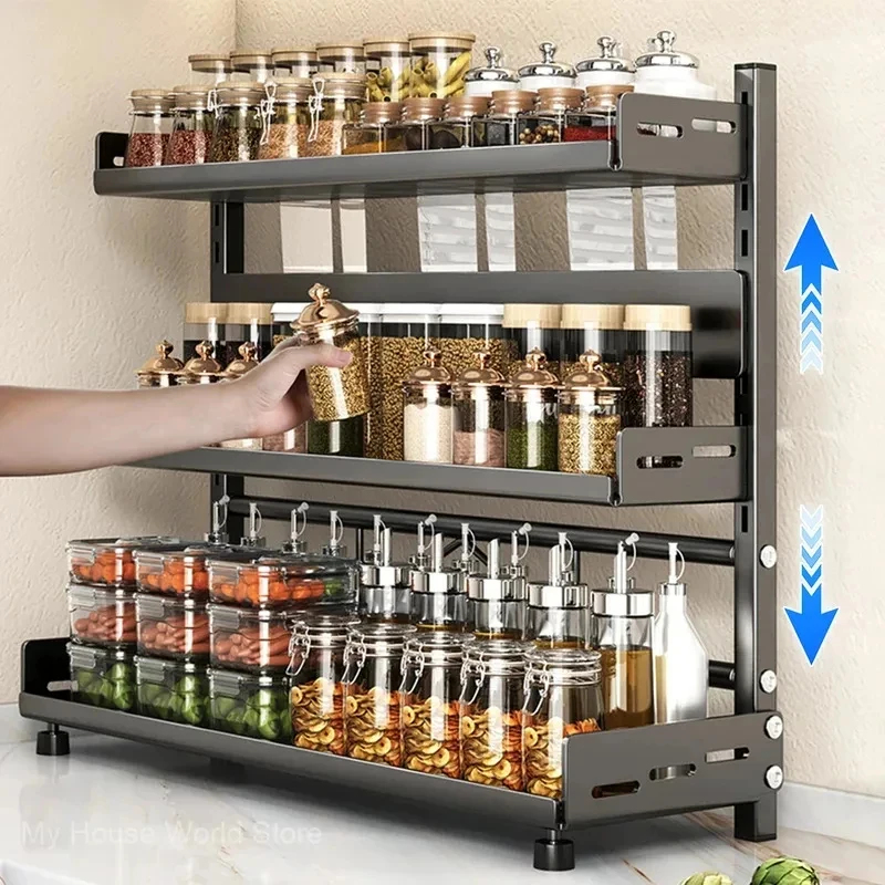 3 Tier Adjustable Metal Spice  - Spice Jar Labels ulasan dan harga