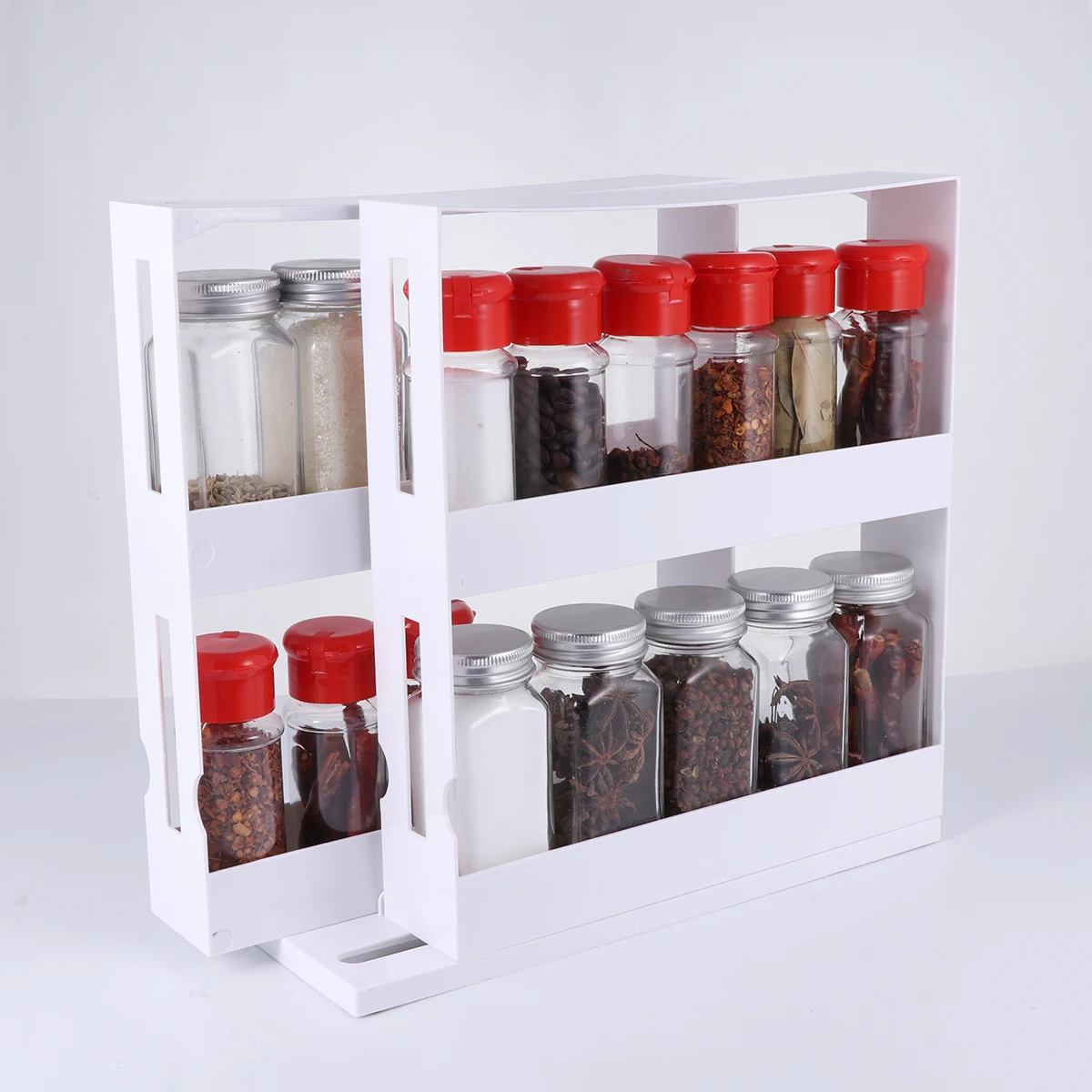 2 Layer Kitchen Storage Slide  - Spice Jar Labels ulasan dan harga