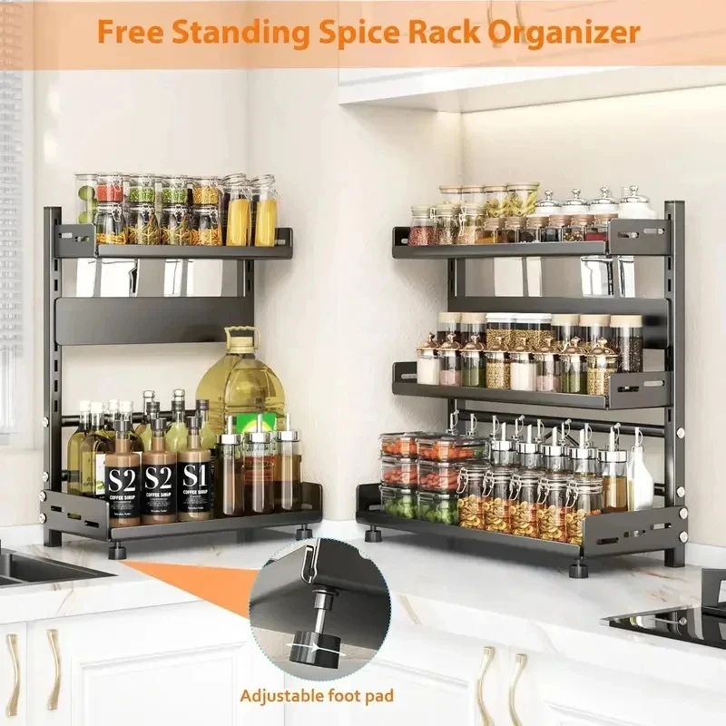 3 Tier Adjustable Metal Spice  - Spice Jar Labels ulasan dan harga