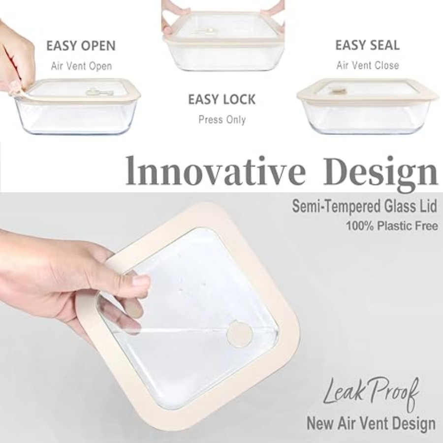 Glass Food Container Set with  - Meal Prep Glass Containers ulasan dan harga