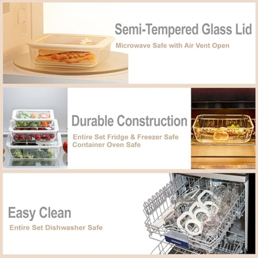 Glass Food Container Set with  - Meal Prep Glass Containers ulasan dan harga