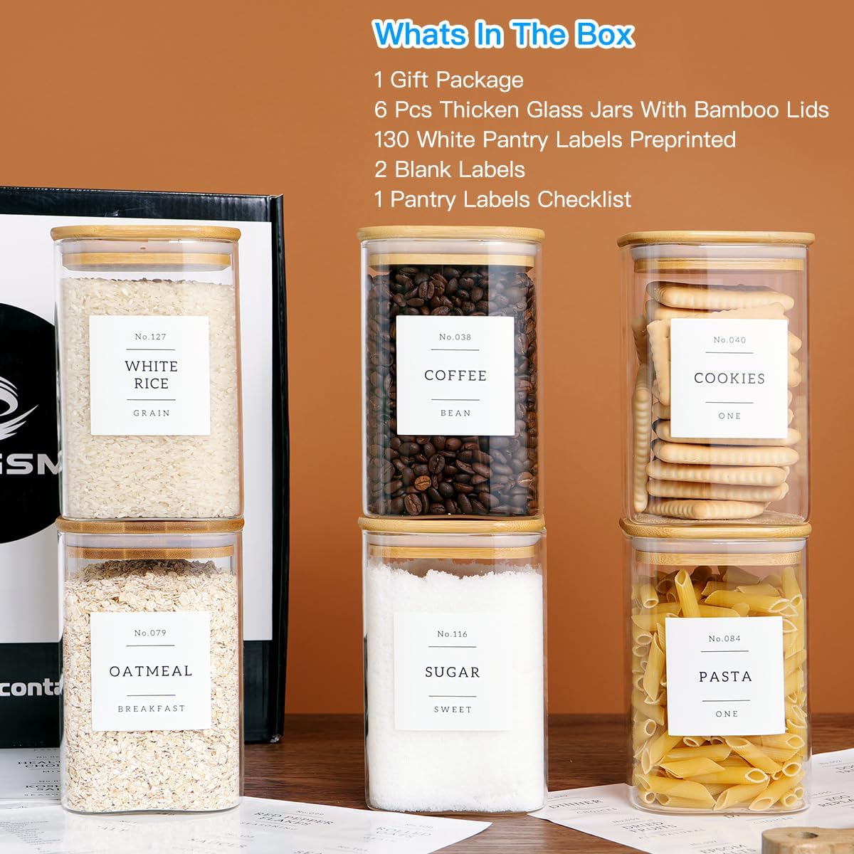 6 Pack Square Kitchen Storage  - Spice Jar Labels ulasan dan harga