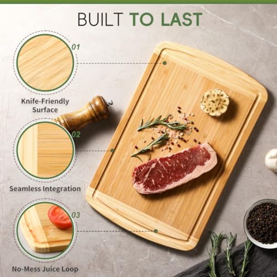Large Wooden Cutting Board for - Meal Prep Cutting ulasan dan harga