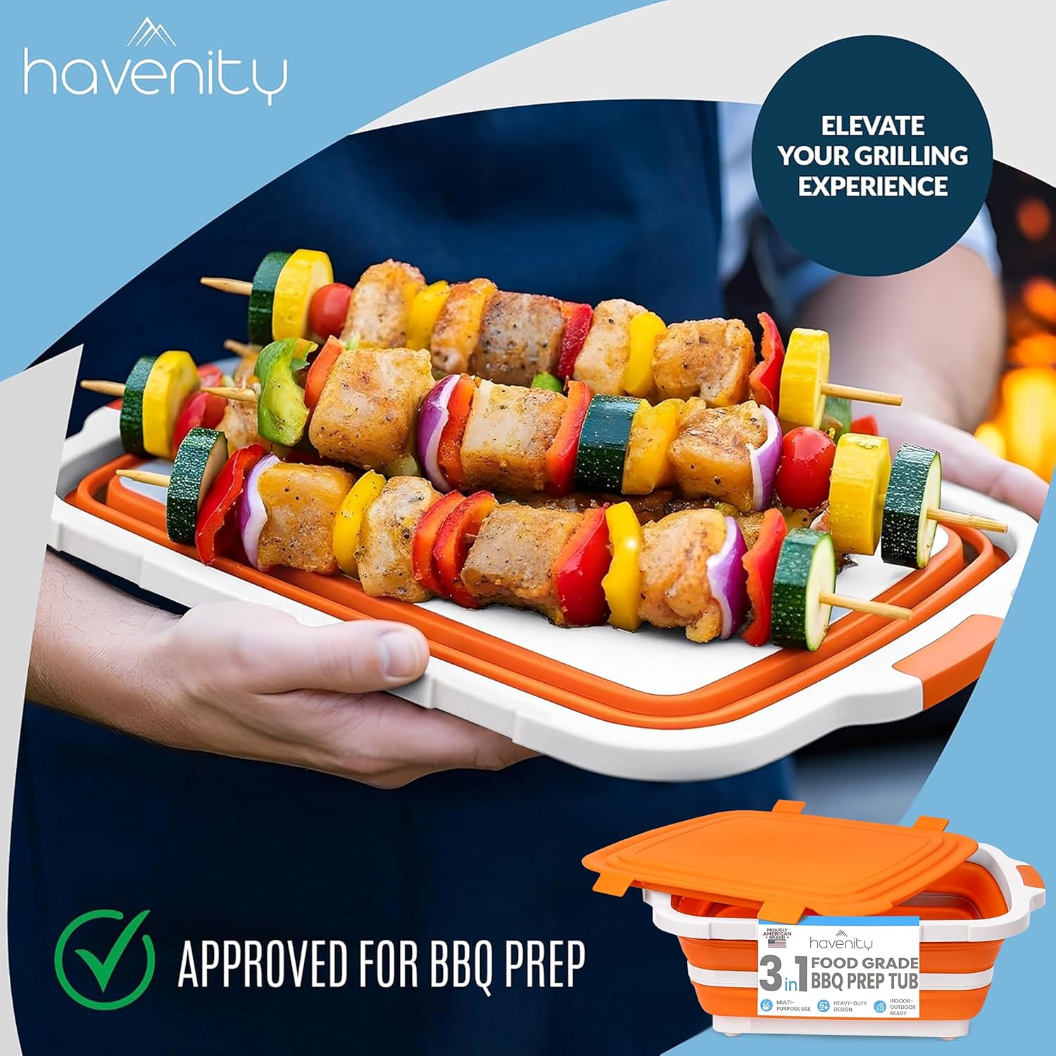 8L Collapsible BBQ Prep Tub wi - Meal Prep Cutting ulasan dan harga