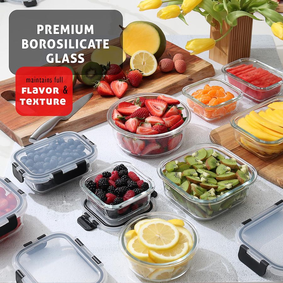 48pc Glass Storage Containers  - Meal Prep Glass Containers ulasan dan harga