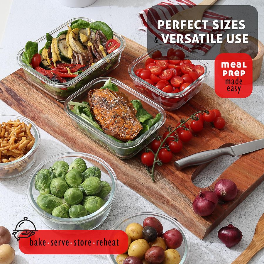 48pc Glass Storage Containers  - Meal Prep Glass Containers ulasan dan harga