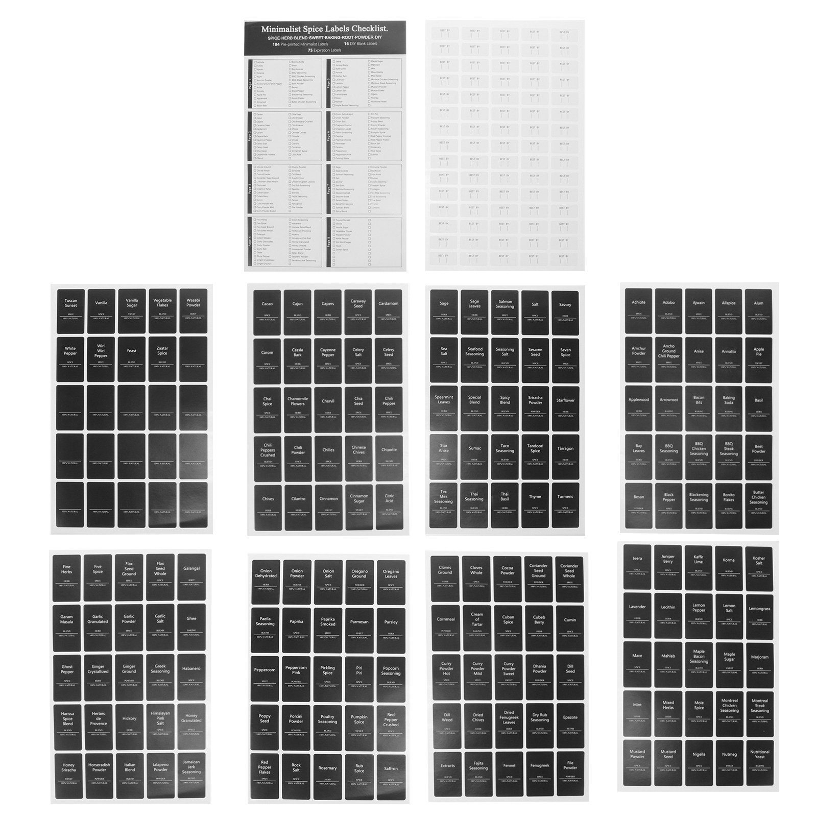 6 Sheets Spice Bottle Label St - Spice Jar Labels ulasan dan harga
