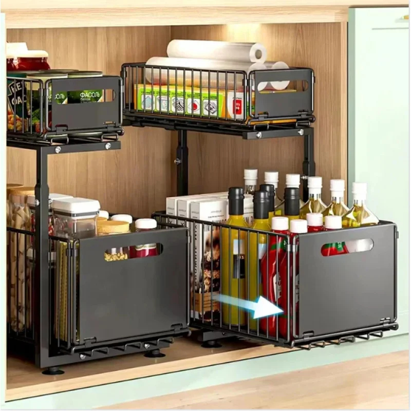 2 Tier Under Sink Organizer Pu - Spice Jar Labels ulasan dan harga