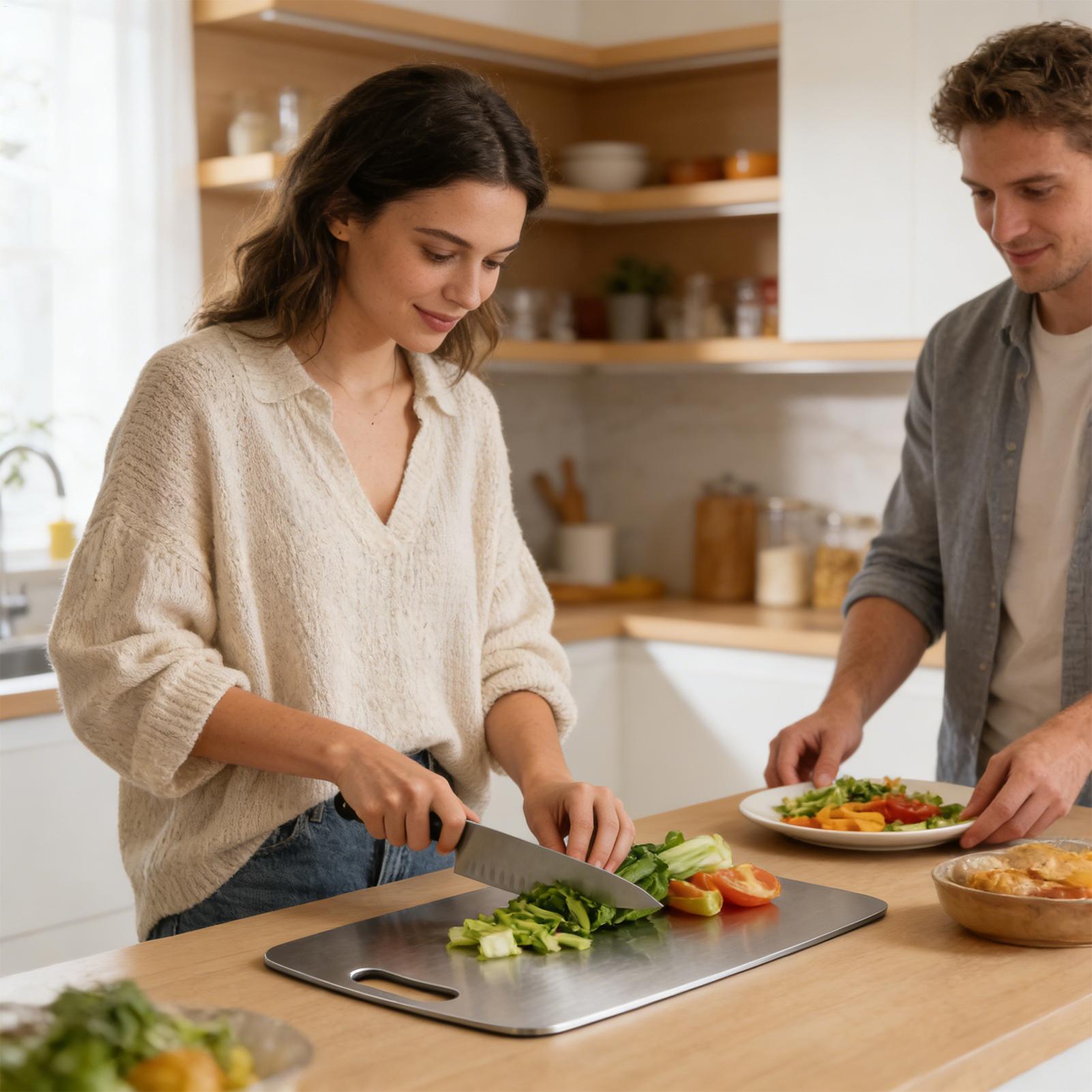 Stainless Steel Chopping Board - Meal Prep With Chicken ulasan dan harga