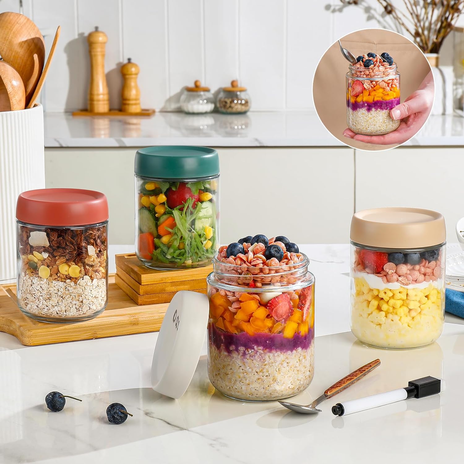 Glass Overnight Oats Container - Meal Prep Glass Containers ulasan dan harga