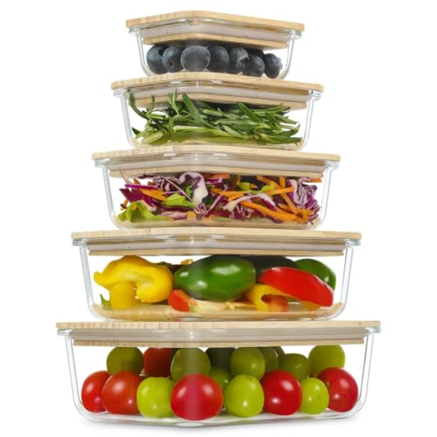 Glass Containers with Bamboo L - Meal Prep Glass Containers ulasan dan harga