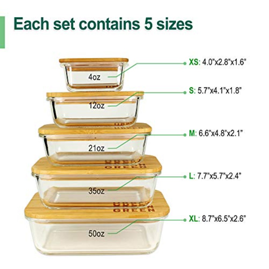 Glass Containers with Bamboo L - Meal Prep Glass Containers ulasan dan harga