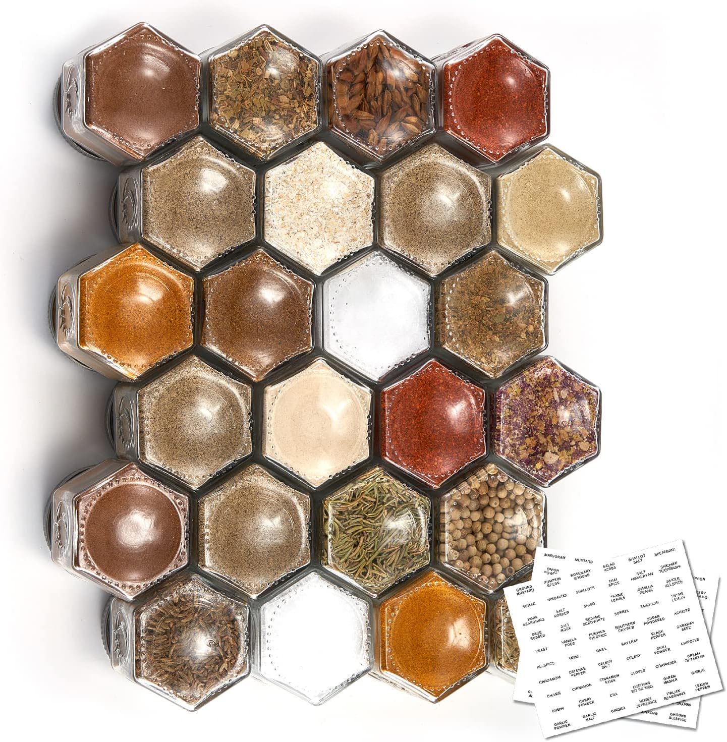 24 Hexagon Magnetic Spice Jars - Spice Jar Labels ulasan dan harga