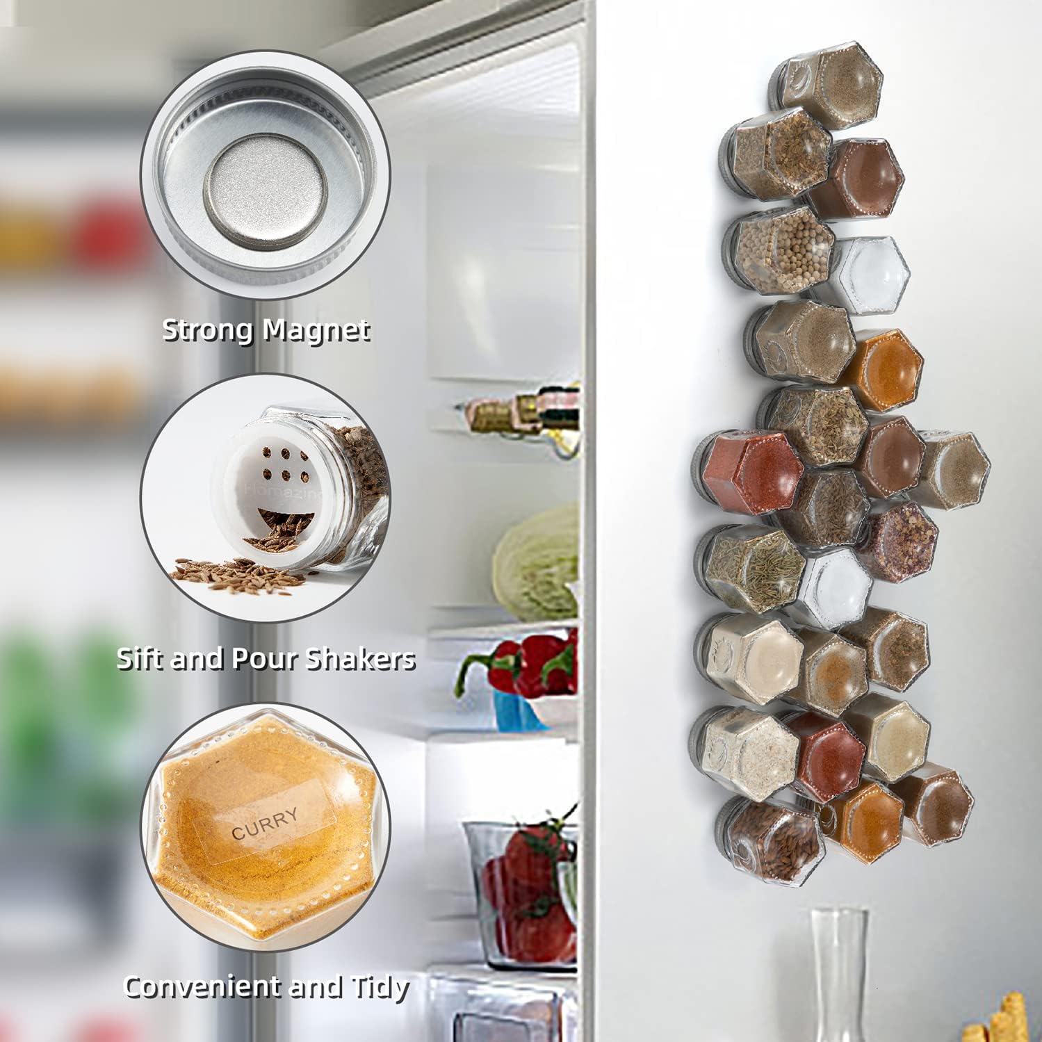 24 Hexagon Magnetic Spice Jars - Spice Jar Labels ulasan dan harga