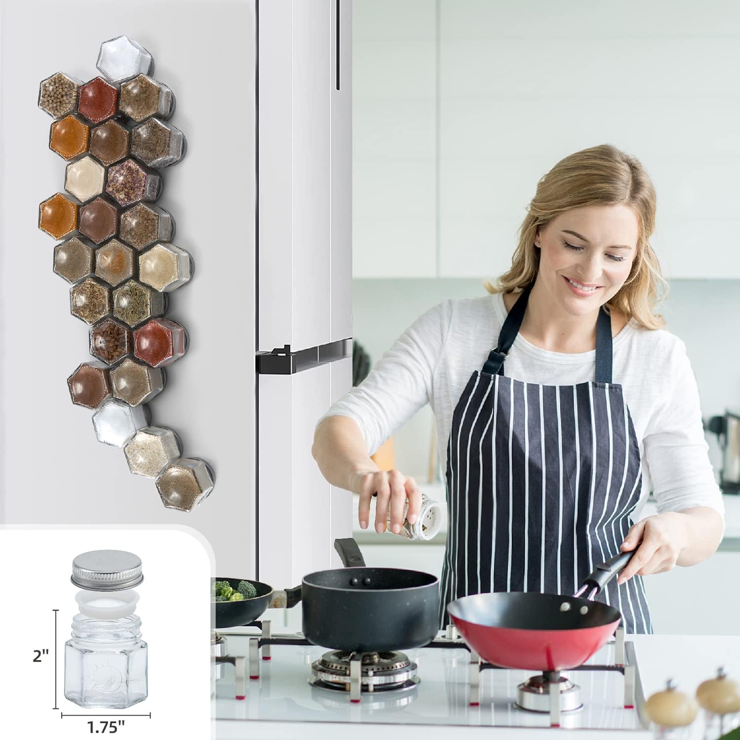 24 Hexagon Magnetic Spice Jars - Spice Jar Labels ulasan dan harga