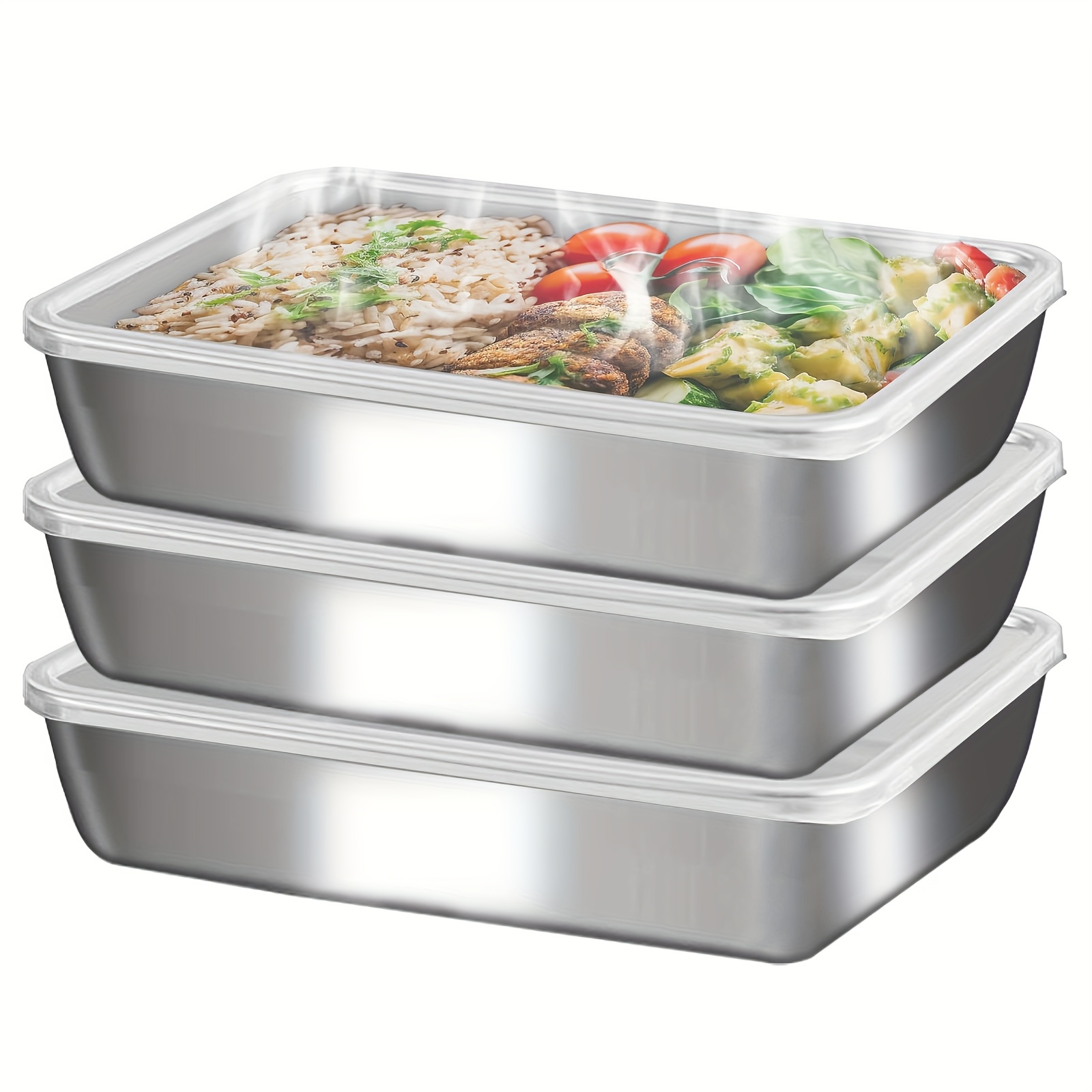 3pcs Stainless Steel Food Cont - Meal Prep Glass Containers ulasan dan harga