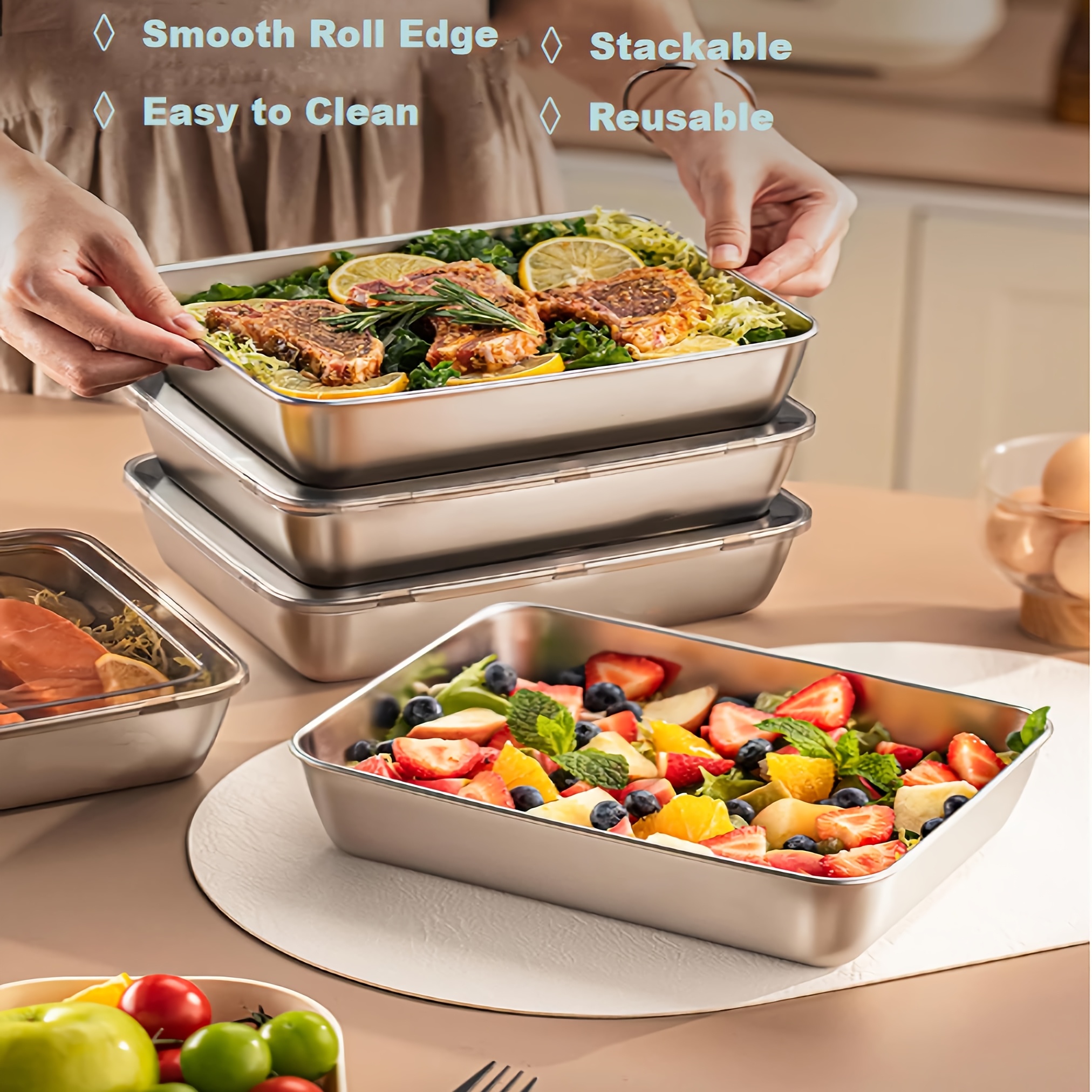 3pcs Stainless Steel Food Cont - Meal Prep Glass Containers ulasan dan harga