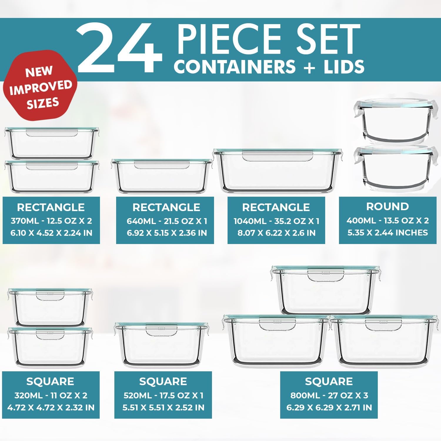 24 Pc Airtight Glass Food Stor - Meal Prep Glass Containers ulasan dan harga