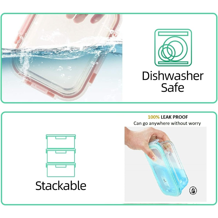 Glass Containers BPA-Free Lock - Meal Prep Glass Containers ulasan dan harga