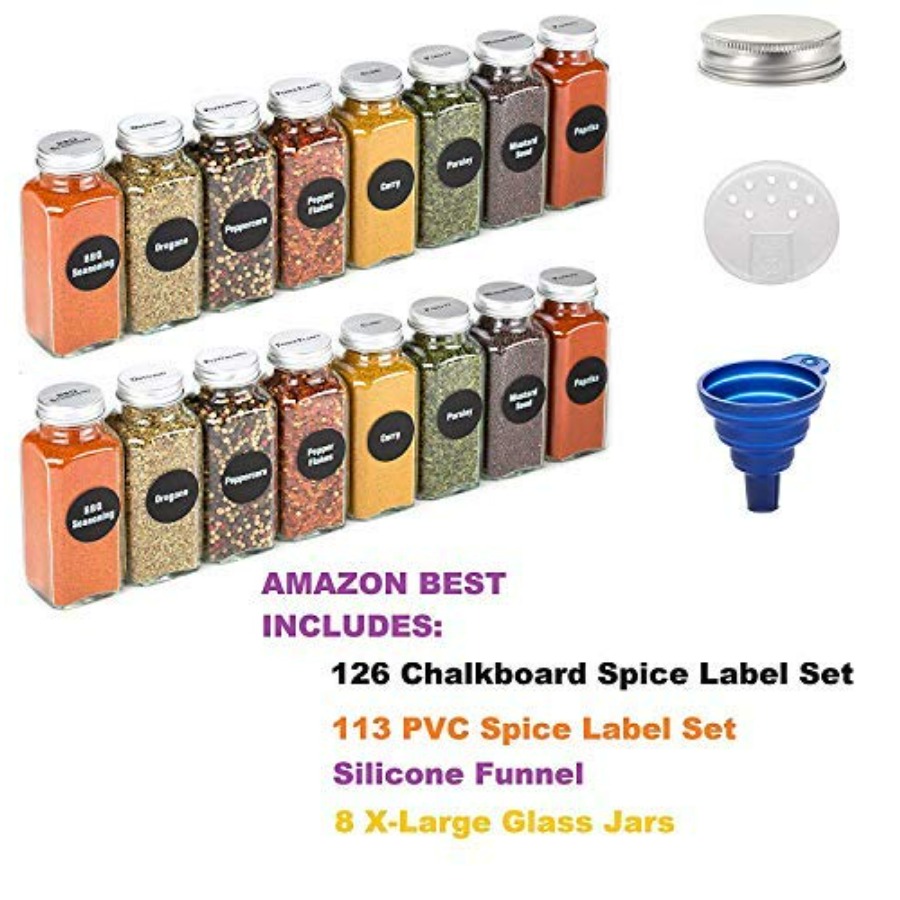 8 Extra Large, 8oz, BEST VALUE - Spice Jar Labels ulasan dan harga