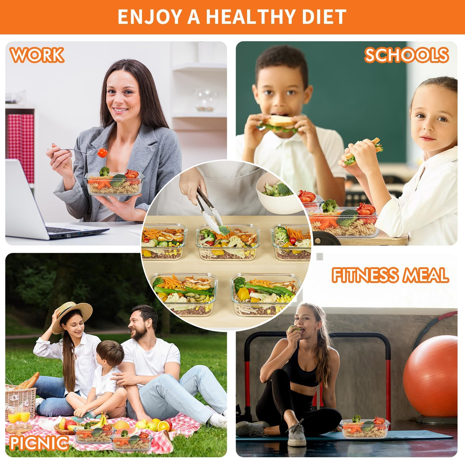8-Pack Airtight Glass Food Sto - Meal Prep Glass Containers ulasan dan harga