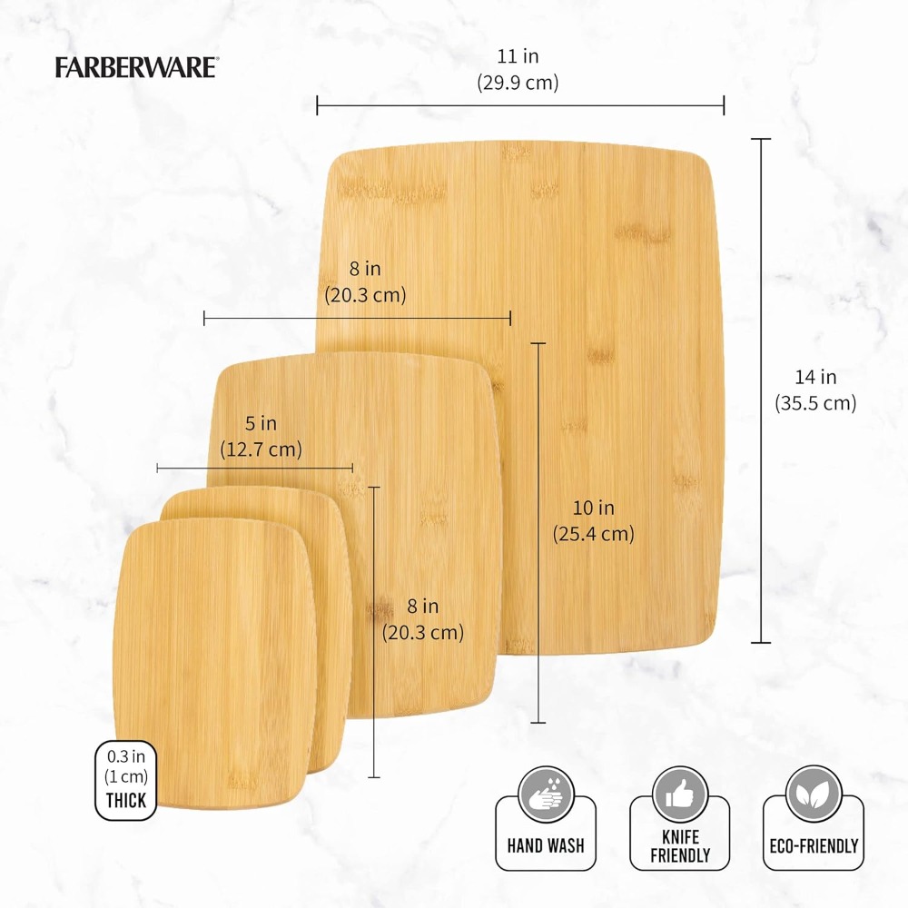 4-Piece Bamboo Cutting Board S - Meal Prep Cutting ulasan dan harga