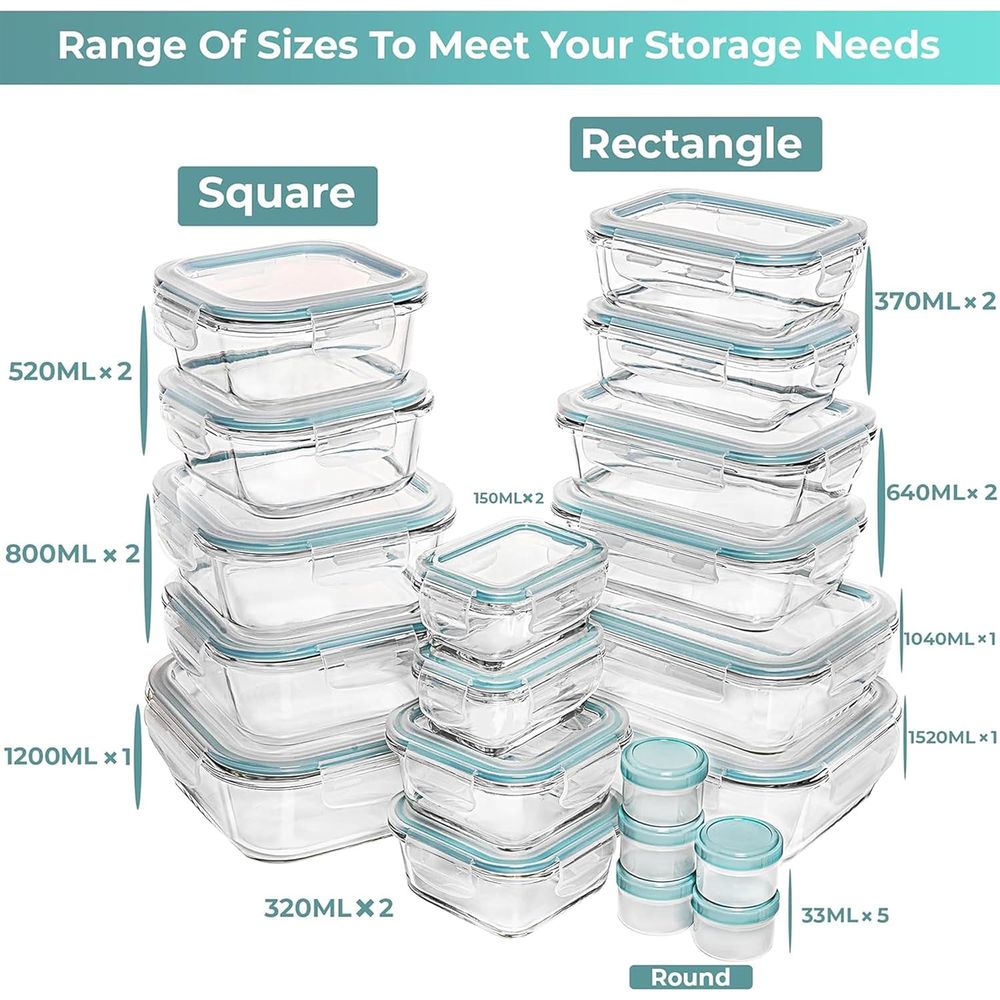 Pc Set Glass Food Storage Cont - Meal Prep Glass Containers ulasan dan harga