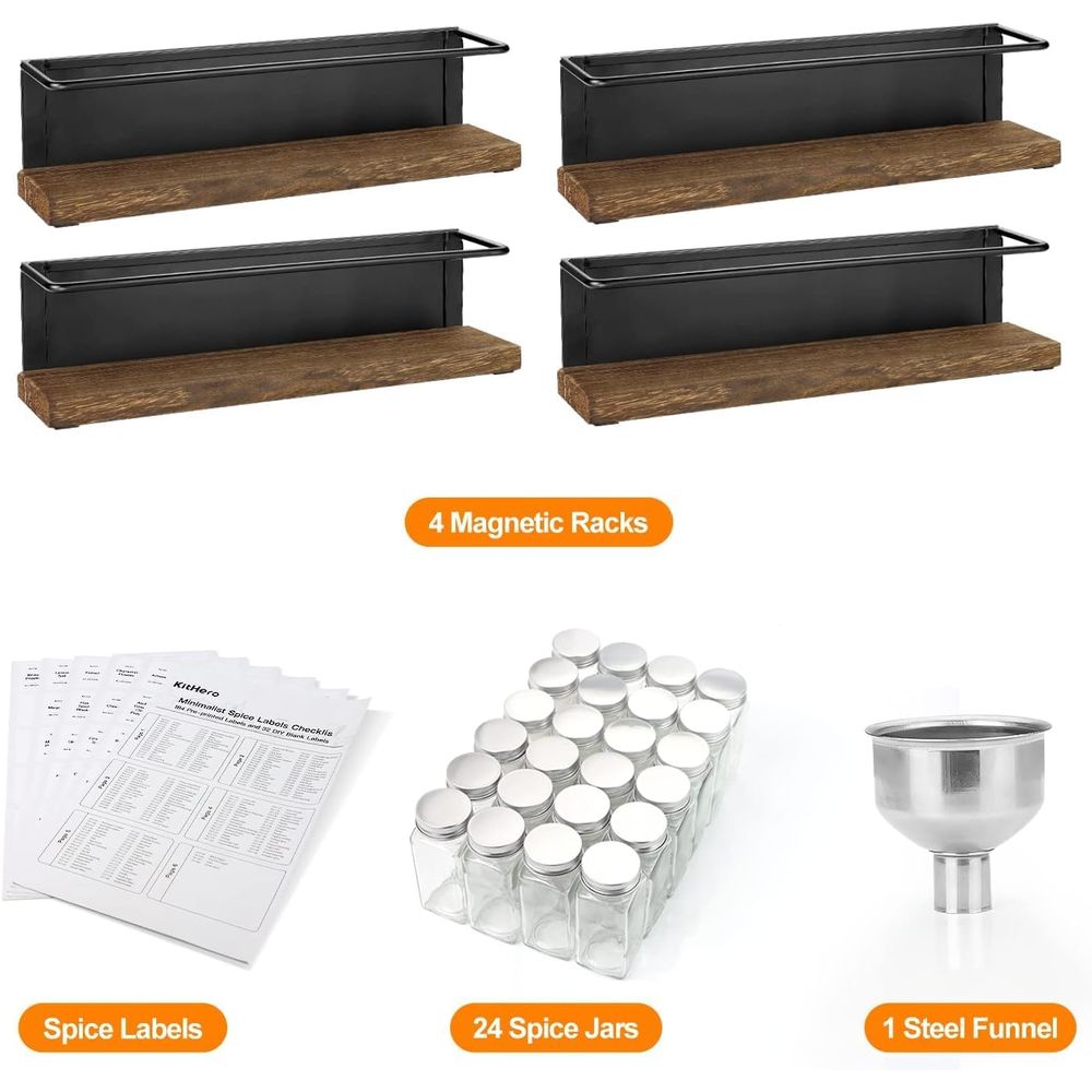 Magnetic Spice Rack with 24 Ja - Spice Jar Labels ulasan dan harga