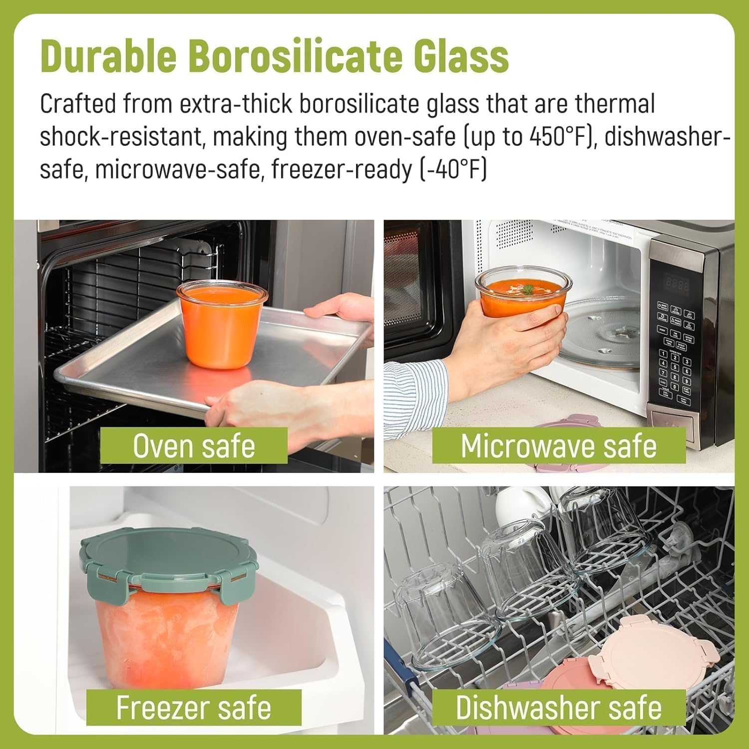[UPGRADED LID] 6 Sets 3 Cup/24 - Meal Prep Glass Containers ulasan dan harga