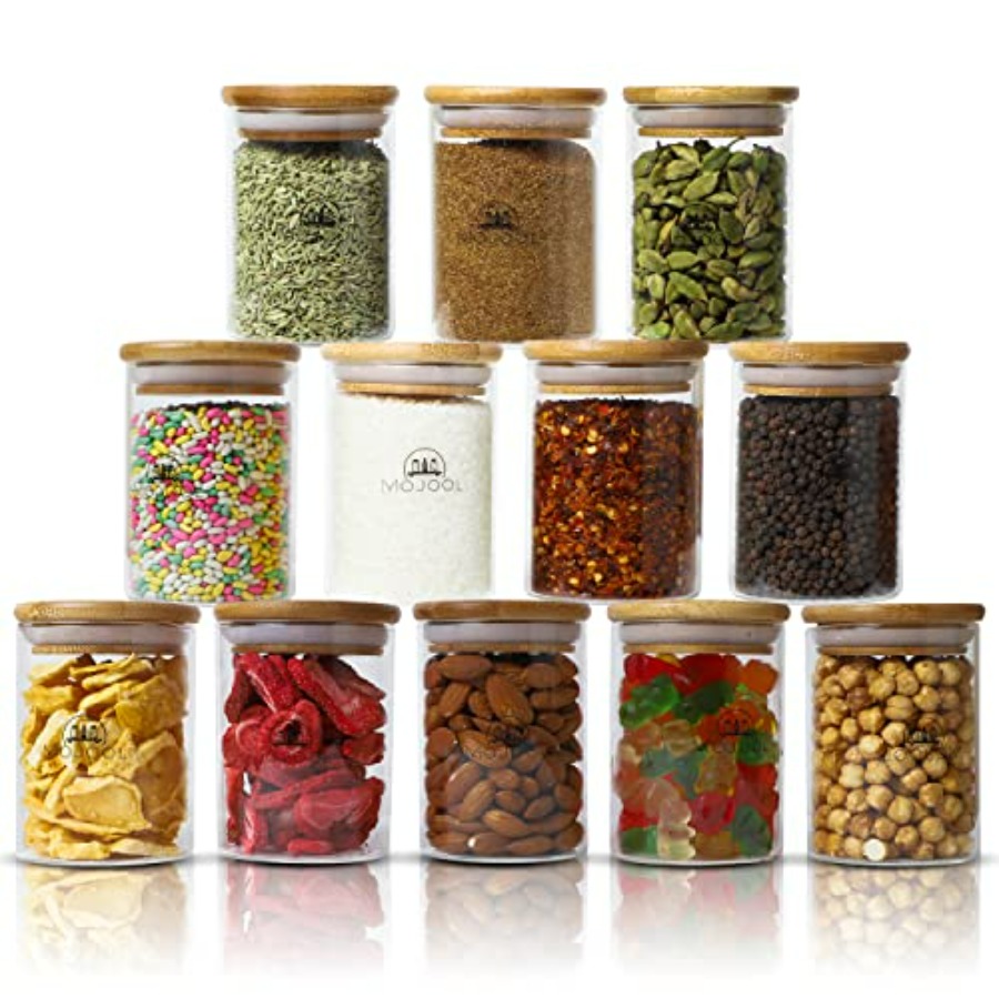4/12 Pieces Glass Spice Jars w - Spice Jar Labels ulasan dan harga