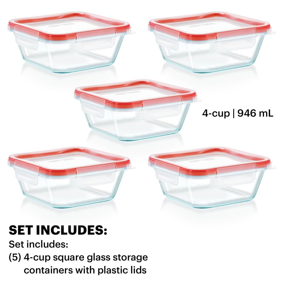 Freshlock 5Pack, 4 Cup Glass F - Meal Prep Glass Containers ulasan dan harga